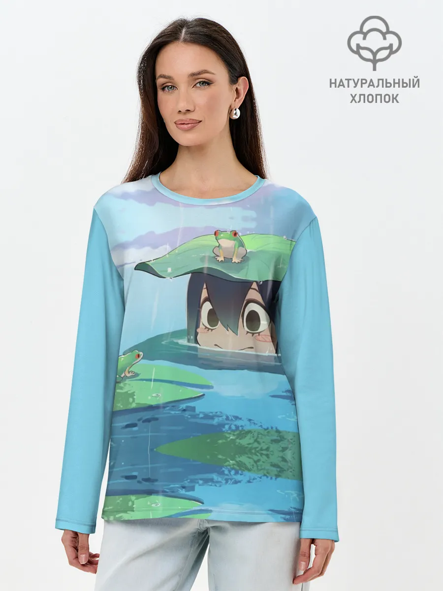 Лонгслив женский. Хлопок / Тсую Асуи прячется под водой