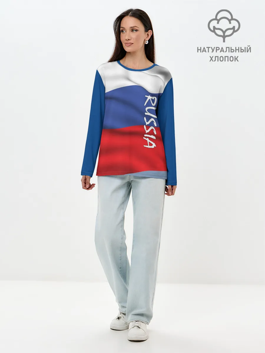 Лонгслив женский. Хлопок / ФЛАГ РОССИИ.