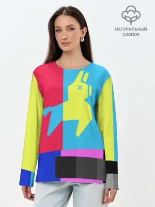 Лонгслив женский. Хлопок / Лама Фортнайт