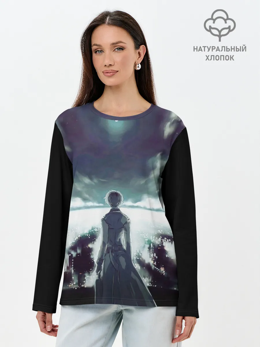 Лонгслив женский. Хлопок / Ken Kaneki смотрит в даль