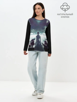 Лонгслив женский. Хлопок / Ken Kaneki смотрит в даль