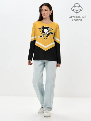 Лонгслив женский. Хлопок / Pittsburgh Penguins