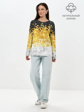 Лонгслив женский. Хлопок / 1858 Имперский флаг пикселами