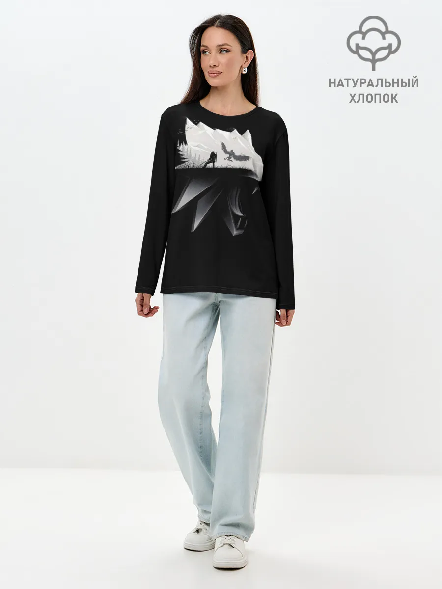 Лонгслив женский. Хлопок / Волк
