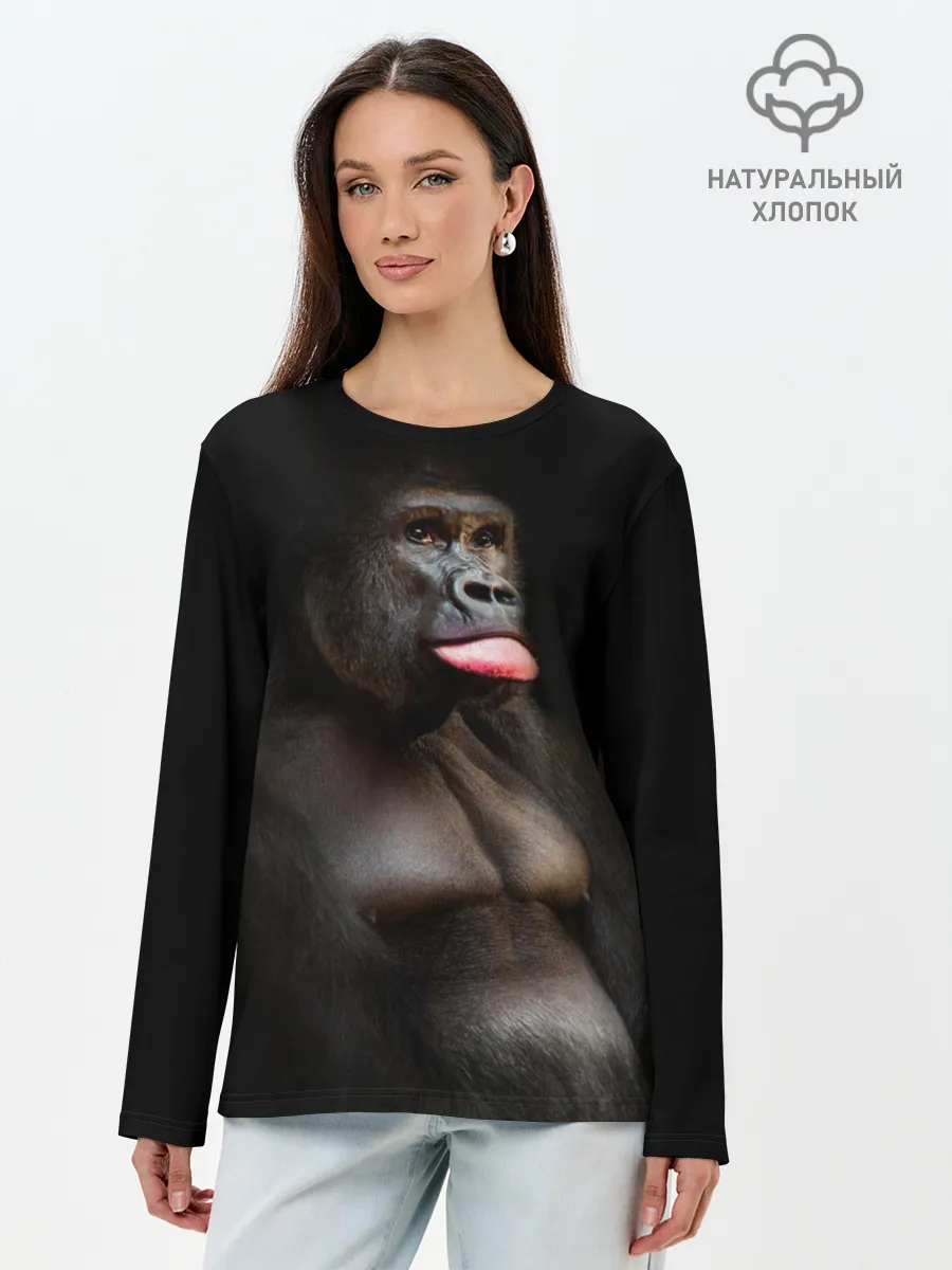 Лонгслив женский. Хлопок / Горилла