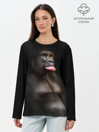 Лонгслив женский. Хлопок / Горилла