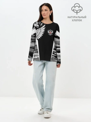 Лонгслив женский. Хлопок / Камуфляж Россия