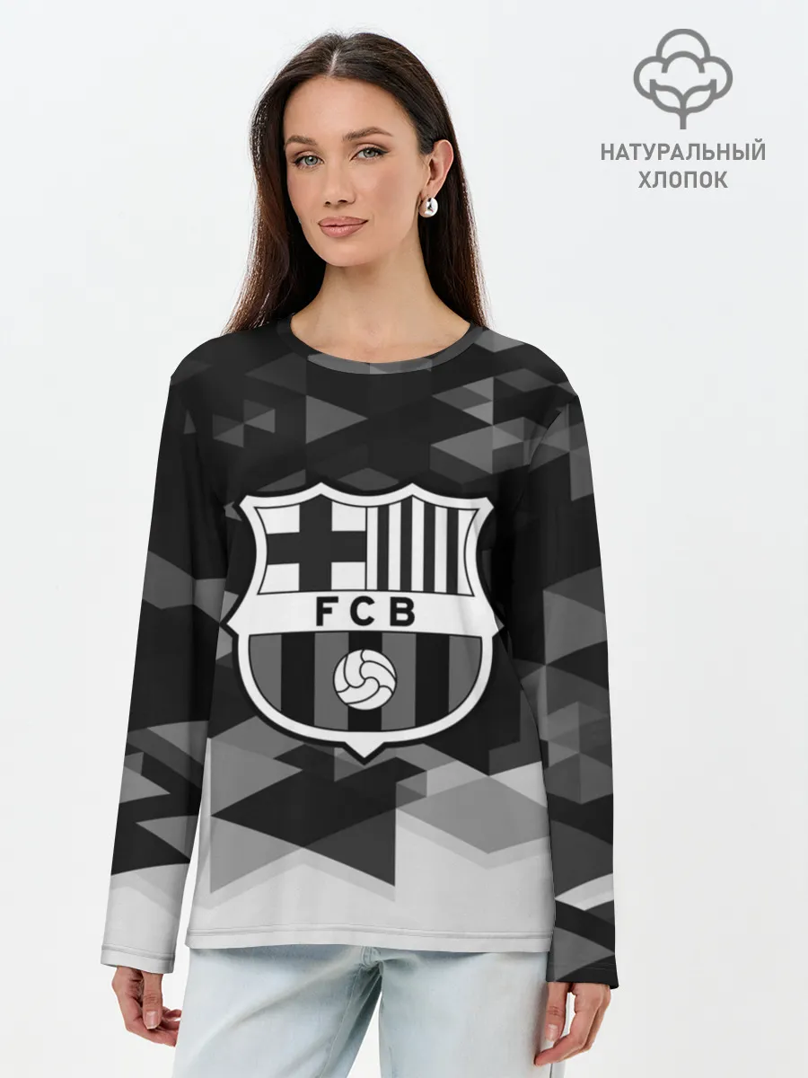 Лонгслив женский. Хлопок / FC Barcelona sport geometry