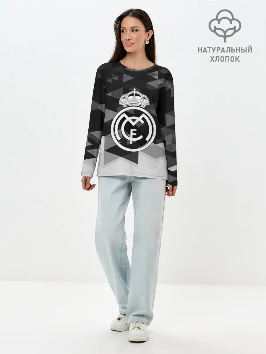 Лонгслив женский. Хлопок / FC Real Madrid sport geometry