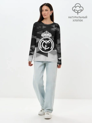 Лонгслив женский. Хлопок / FC Real Madrid sport geometry