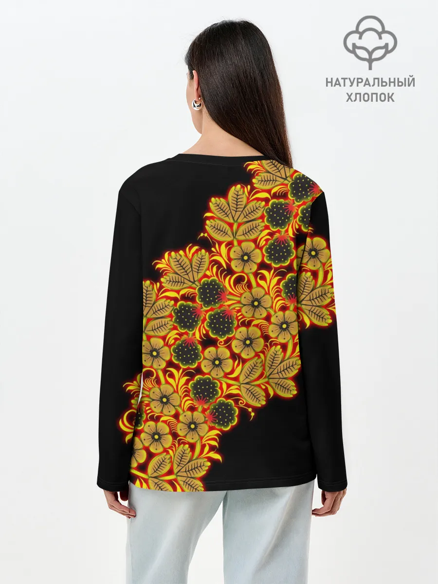 Лонгслив женский. Хлопок / Славянский орнамент
