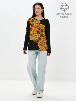 Лонгслив женский. Хлопок / Славянский орнамент