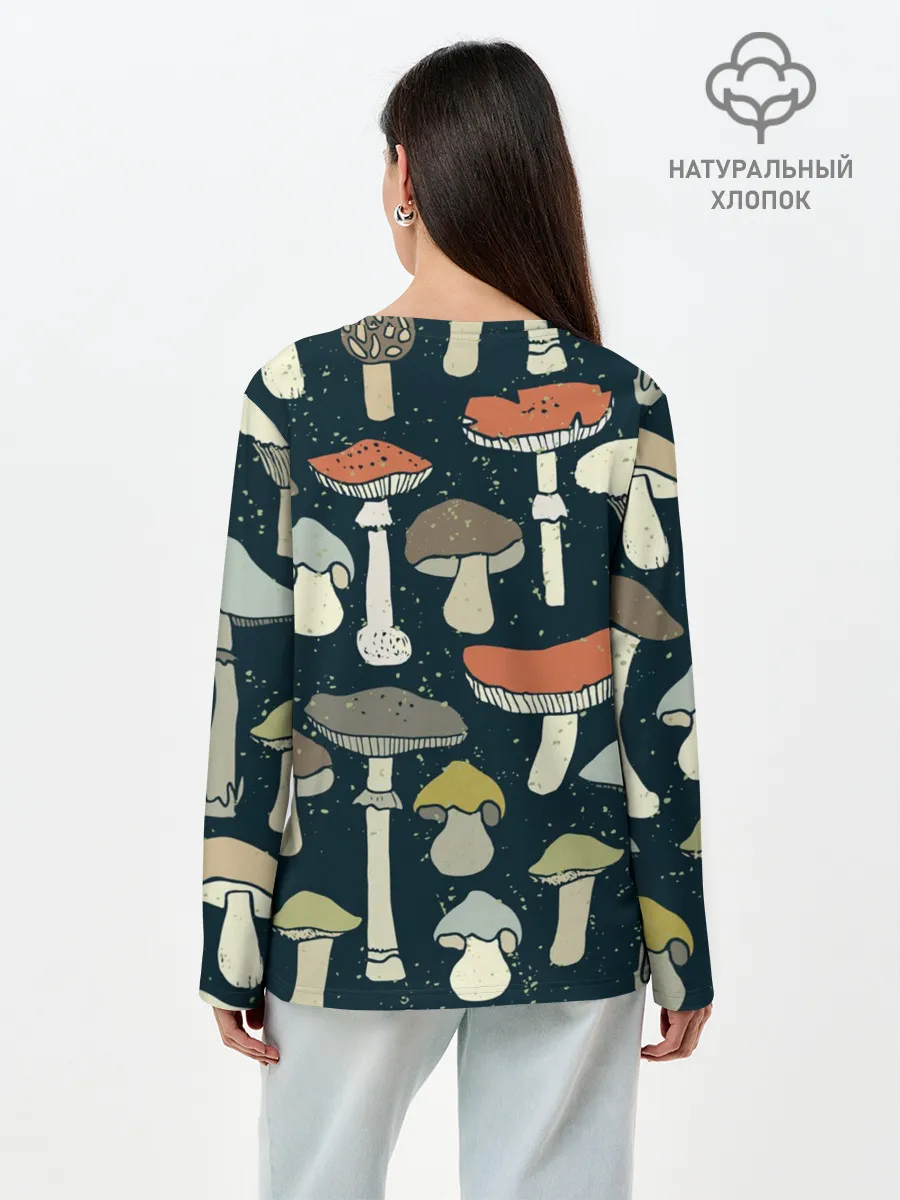 Лонгслив женский. Хлопок / Загадочный лес