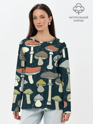 Лонгслив женский. Хлопок / Загадочный лес