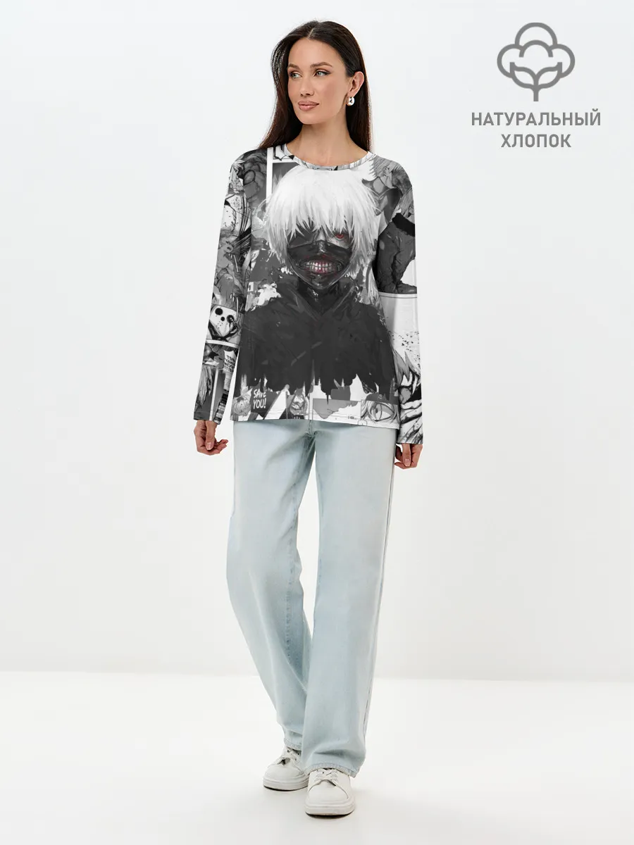 Лонгслив женский. Хлопок / Токийский гуль манга