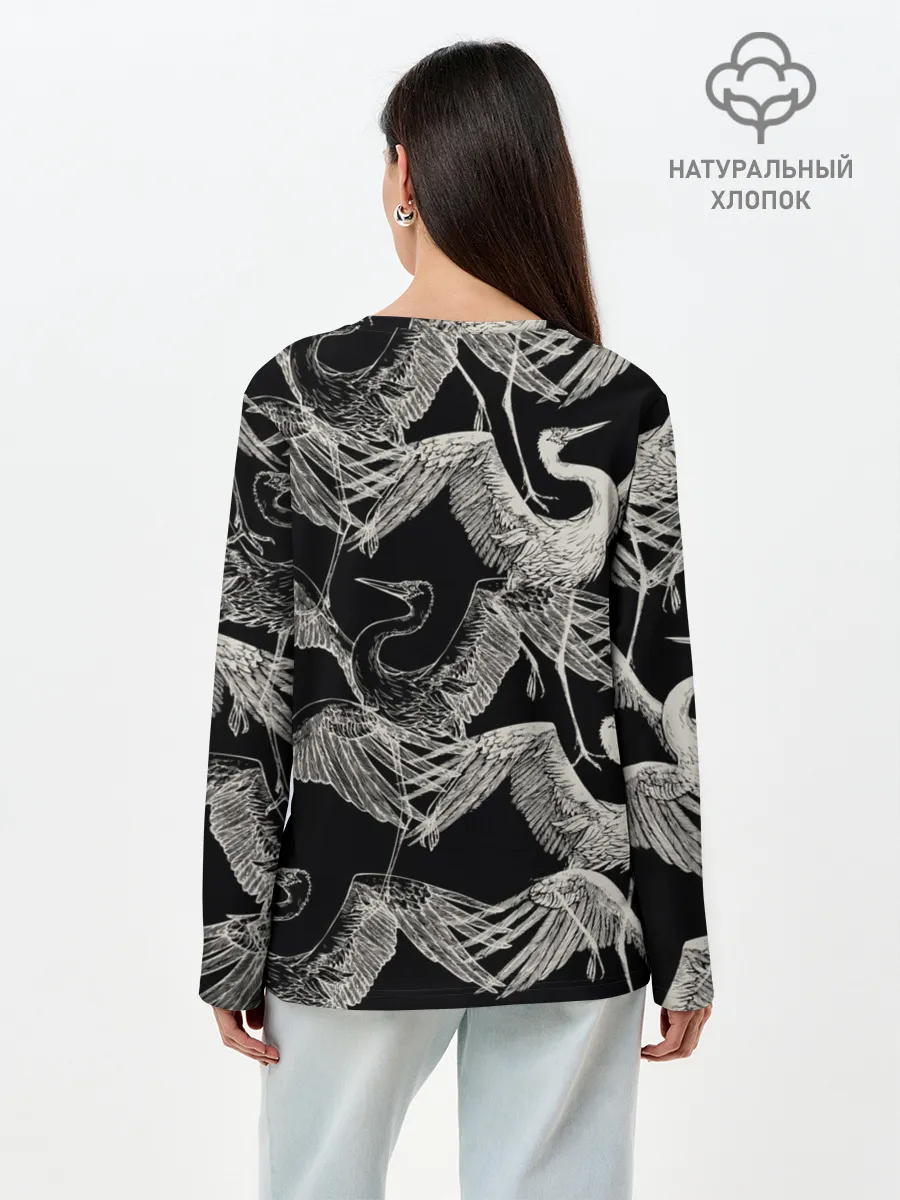 Лонгслив женский. Хлопок / Белые Птицы