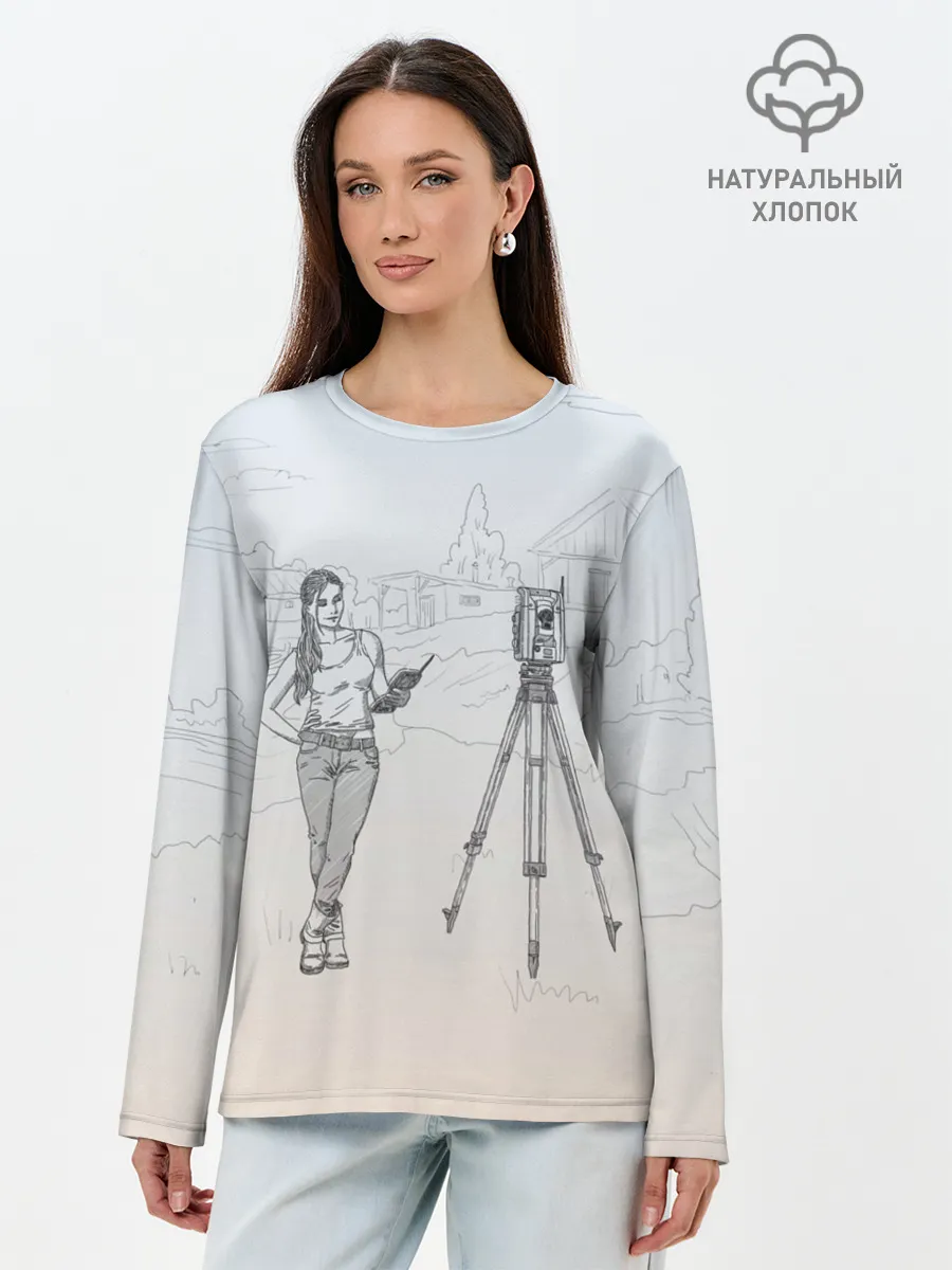 Лонгслив женский. Хлопок / Девушка с контроллером