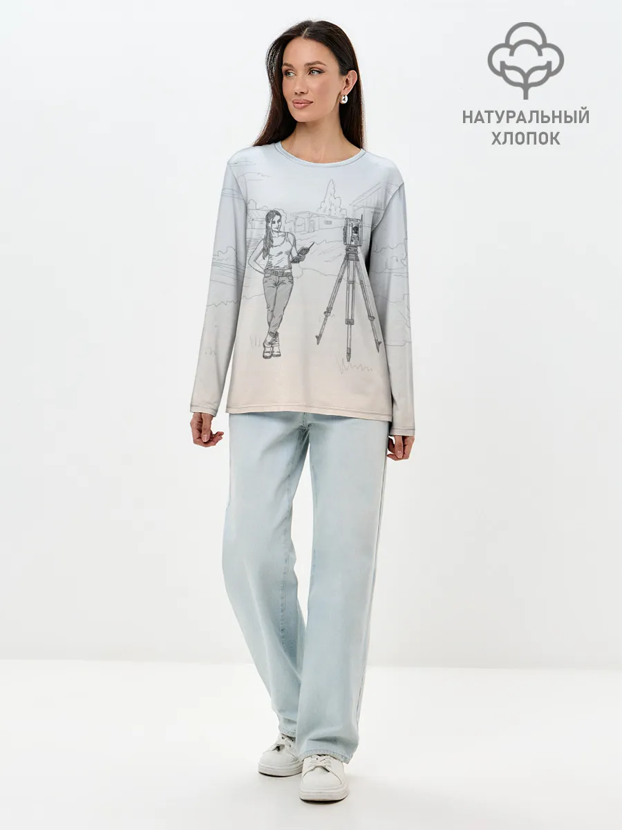 Лонгслив женский. Хлопок / Девушка с контроллером