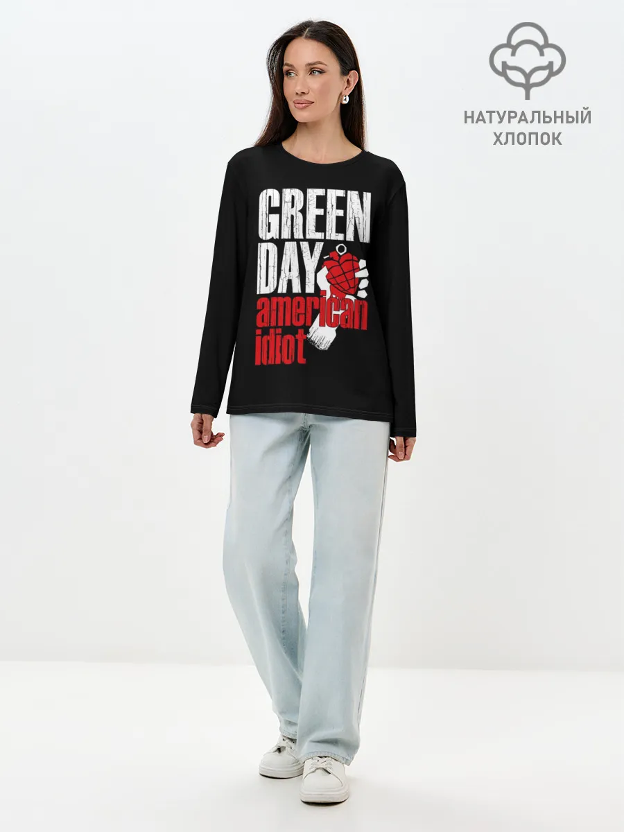 Лонгслив женский. Хлопок / Green Day American Idiot