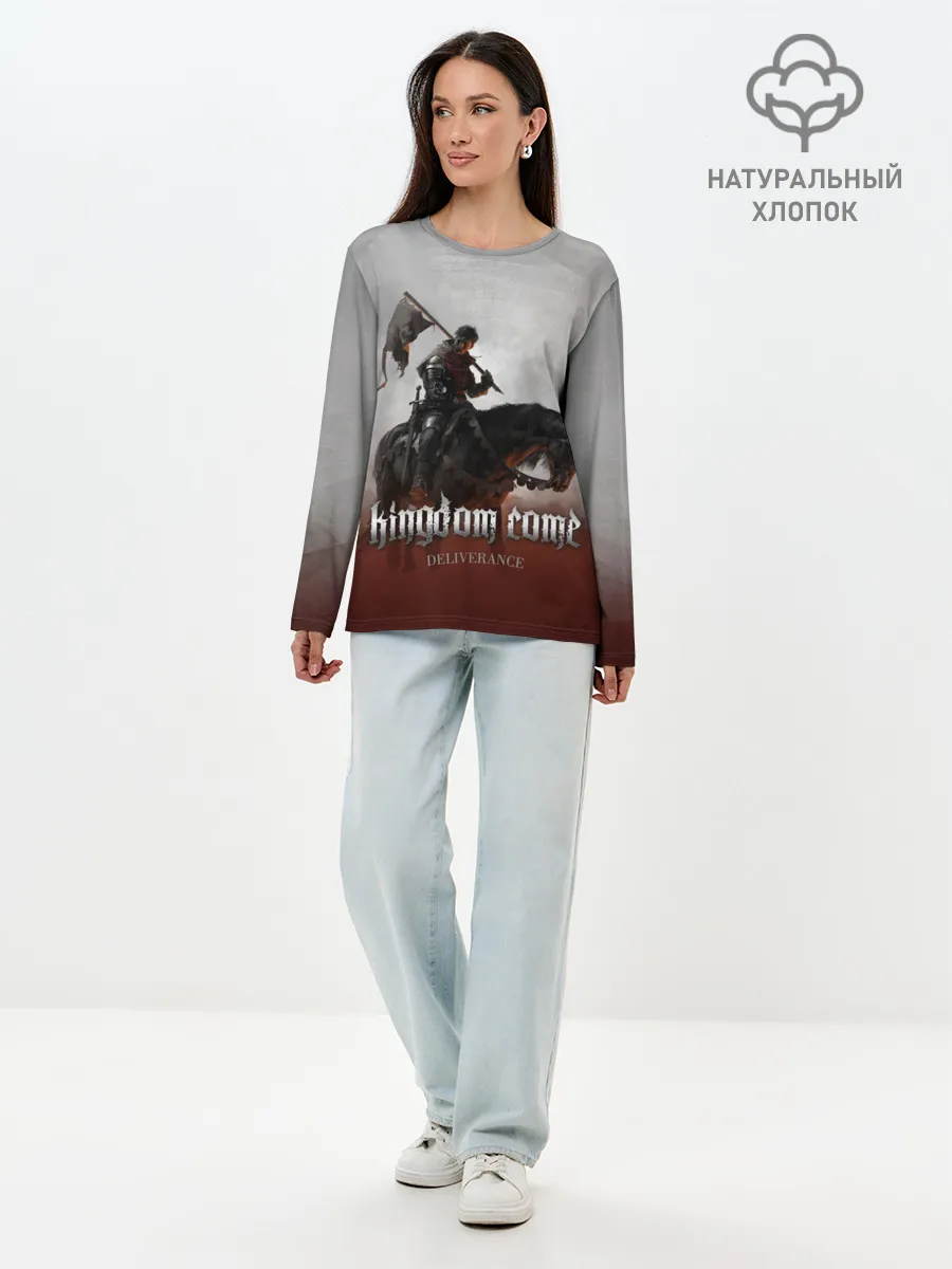 Лонгслив женский. Хлопок / Рыцарь на коне