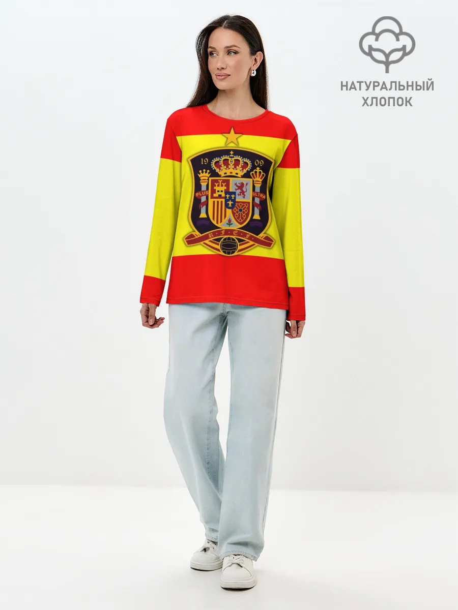 Лонгслив женский. Хлопок / Сборная Испании флаг