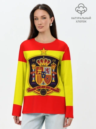 Лонгслив женский. Хлопок / Сборная Испании флаг