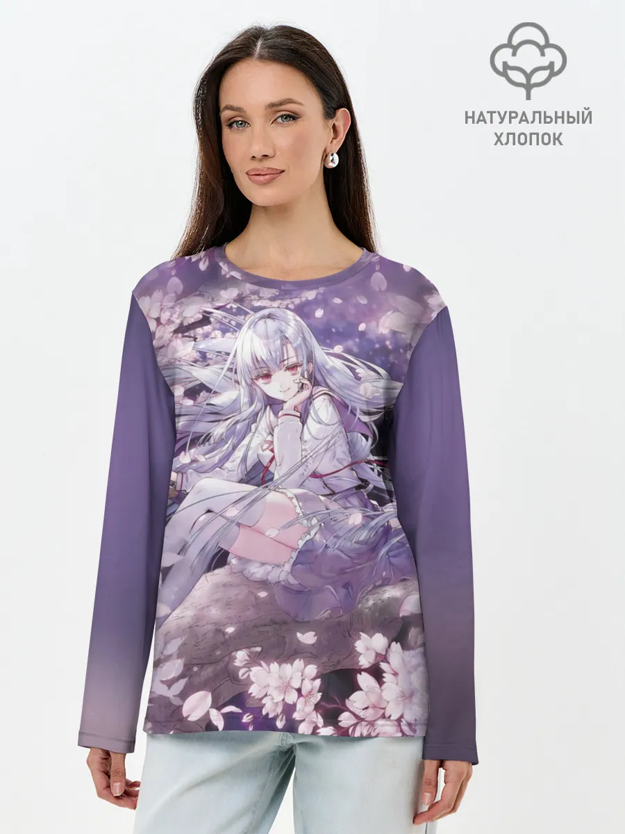 Лонгслив женский. Хлопок / Mahiru Hiragi
