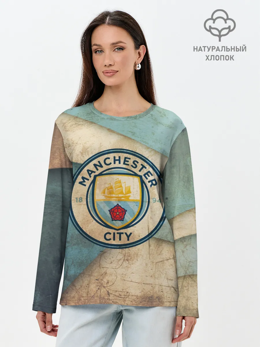 Лонгслив женский. Хлопок / Манчестер сити олд