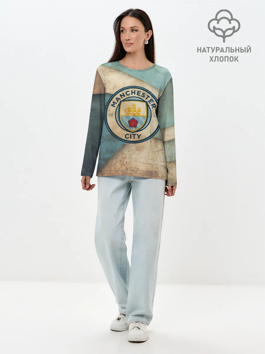Лонгслив женский. Хлопок / Манчестер сити олд