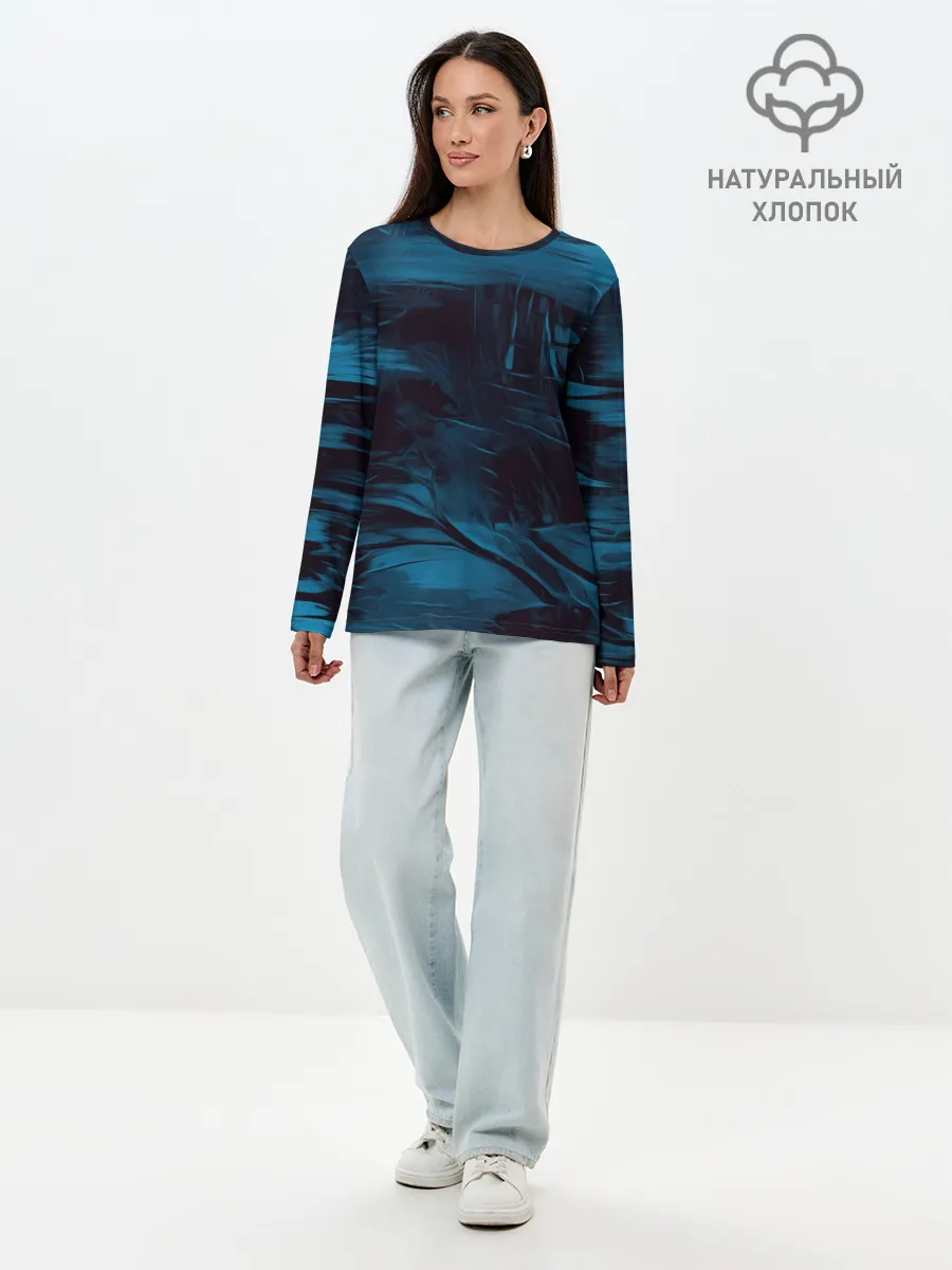 Лонгслив женский. Хлопок / Холодные краски