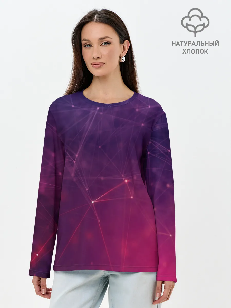 Лонгслив женский. Хлопок / Космическая текстура