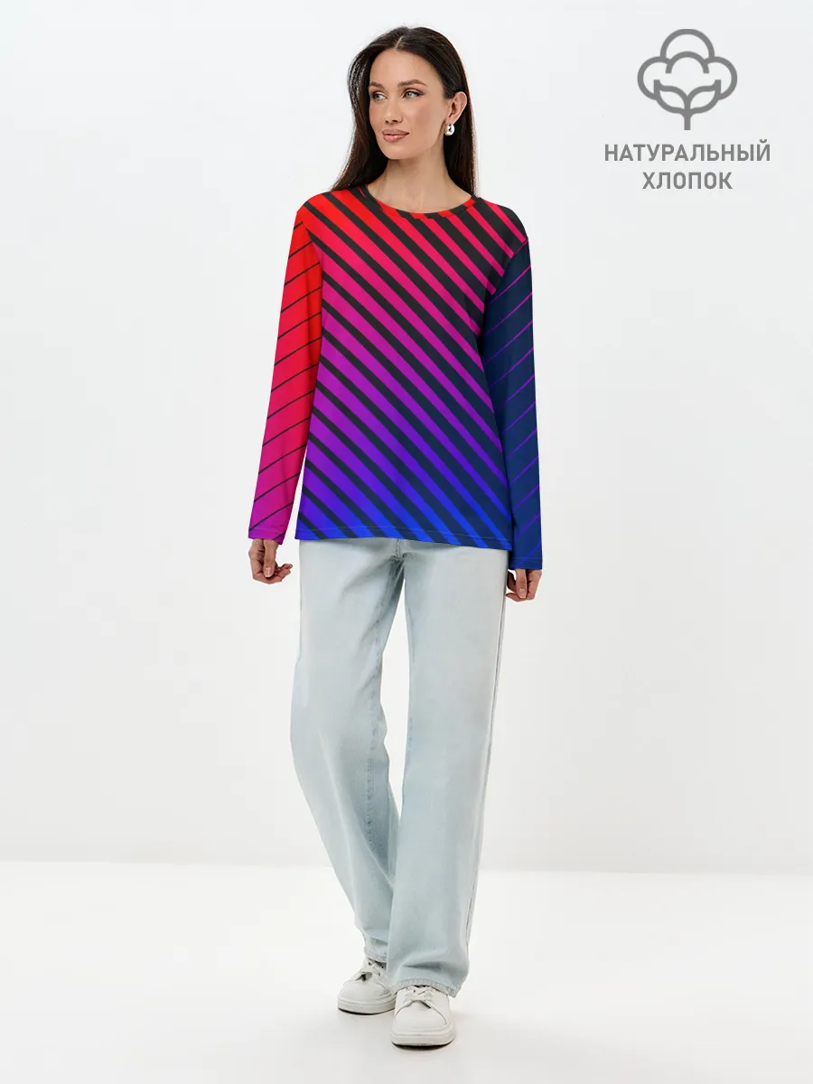 Лонгслив женский. Хлопок / Градиентные линии