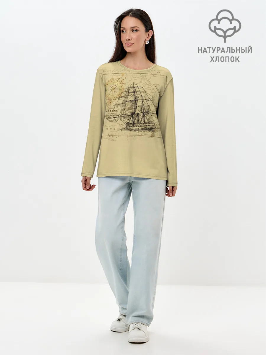 Лонгслив женский. Хлопок / Старая карта
