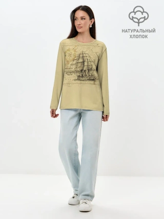 Лонгслив женский. Хлопок / Старая карта
