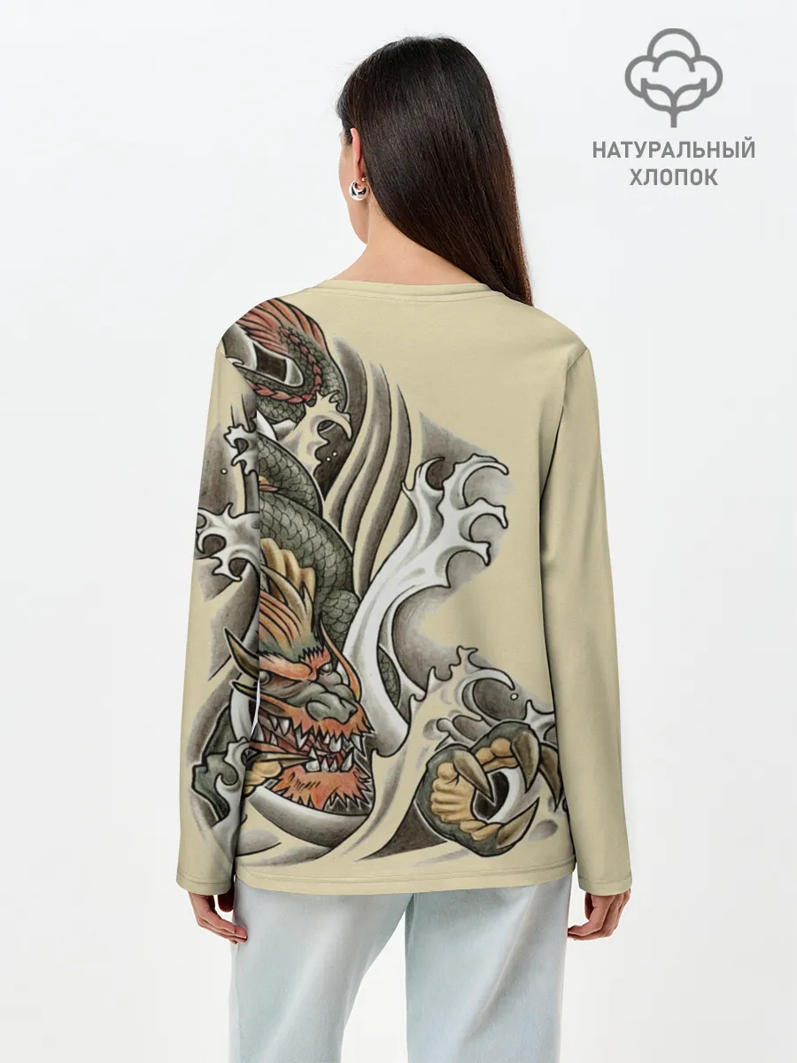 Лонгслив женский. Хлопок / Восточный дракон