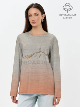 Лонгслив женский. Хлопок / Геодезия тригопункт