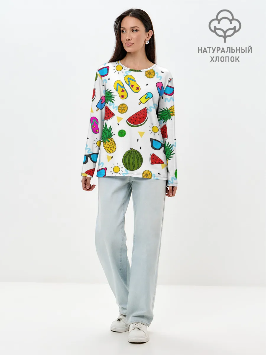 Лонгслив женский. Хлопок / Летняя