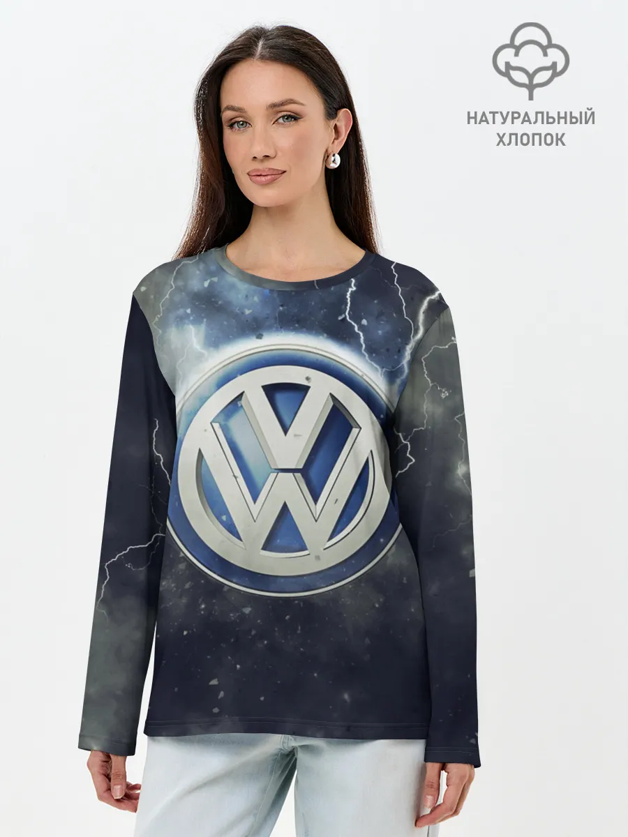 Лонгслив женский. Хлопок / Логотип Wolksvagen