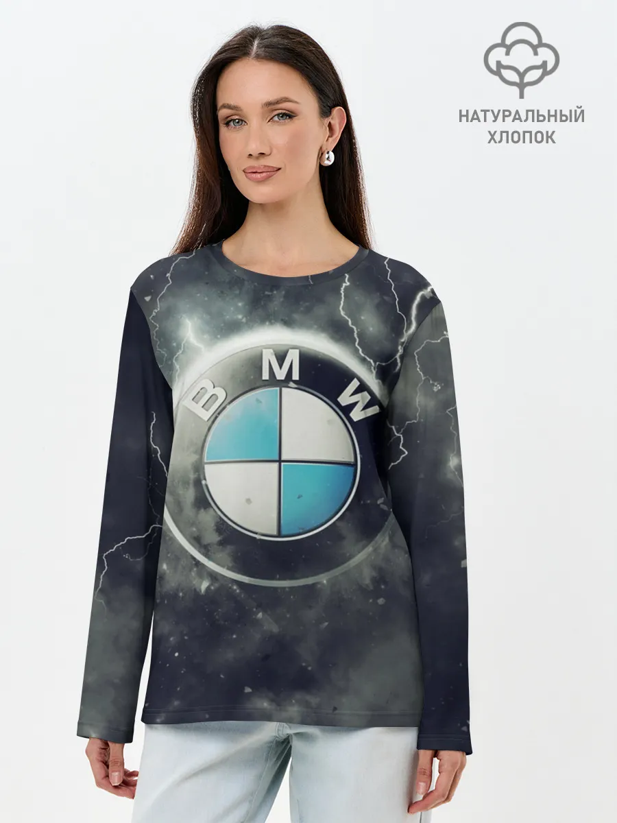 Лонгслив женский. Хлопок / Логотип BMW