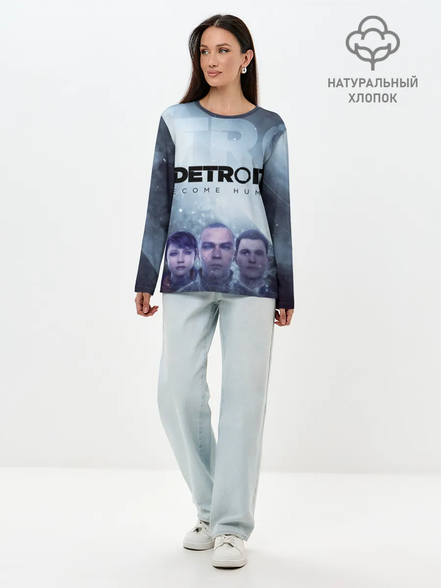 Лонгслив женский. Хлопок / Detroit become human