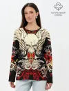 Лонгслив женский. Хлопок / Vintage Skull Art v2