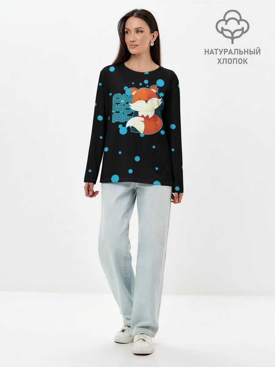 Лонгслив женский. Хлопок / Пушистая лиса