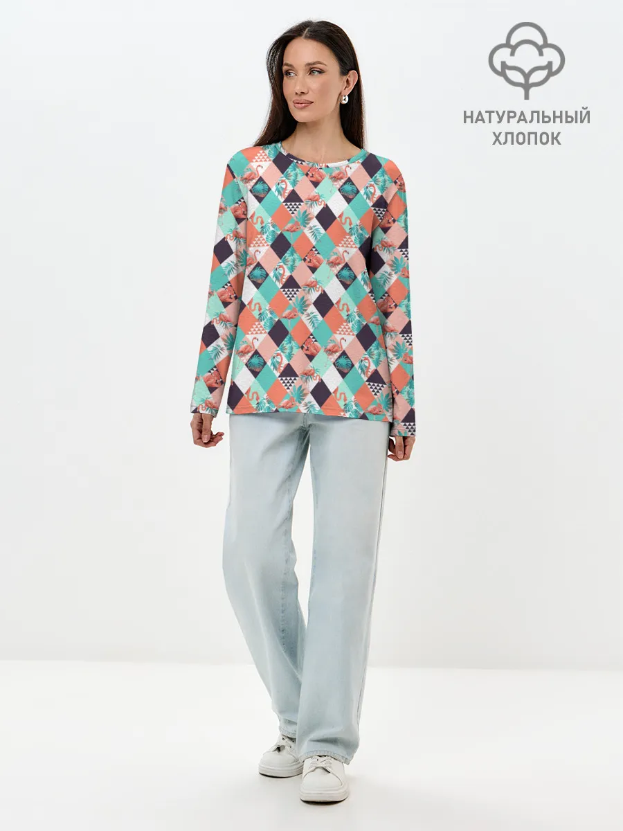 Лонгслив женский. Хлопок / Фламинго