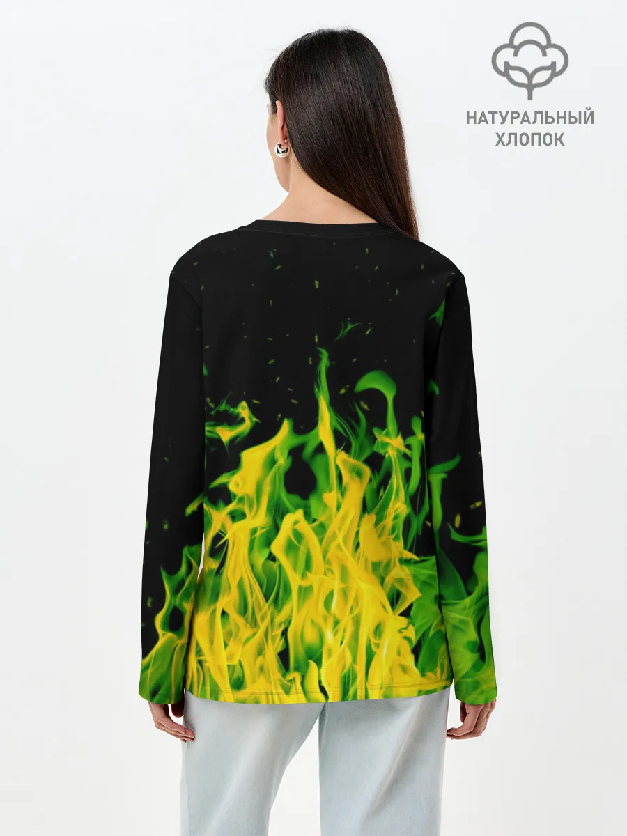 Лонгслив женский. Хлопок / Дикий огонь
