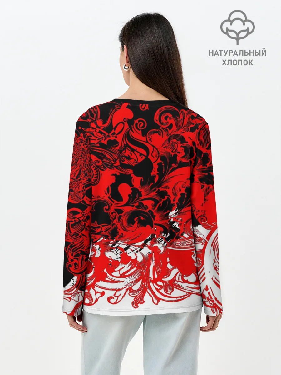 Лонгслив женский. Хлопок / Абстрактные узоры 3