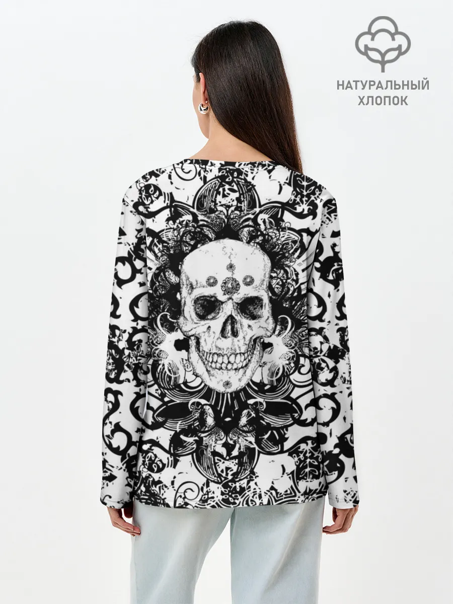 Лонгслив женский. Хлопок / Grunge Skull