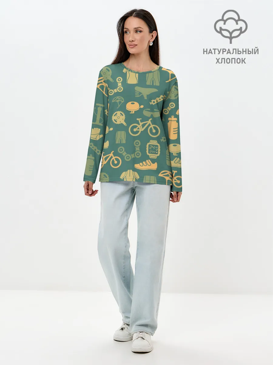 Лонгслив женский. Хлопок / Велосипед Текстура
