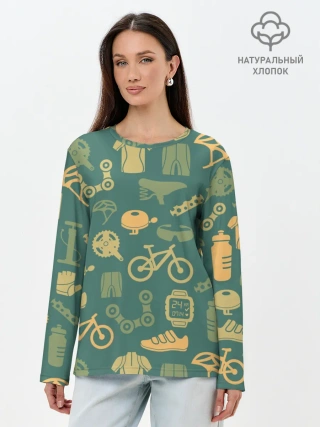 Лонгслив женский. Хлопок / Велосипед Текстура