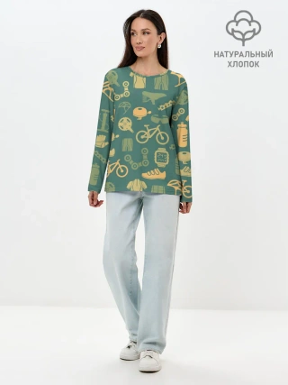 Лонгслив женский. Хлопок / Велосипед Текстура