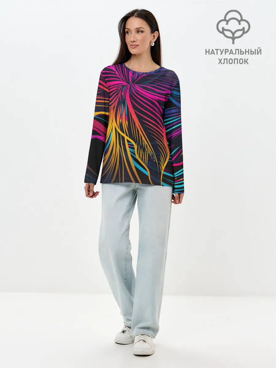 Лонгслив женский. Хлопок / Floral Design 3